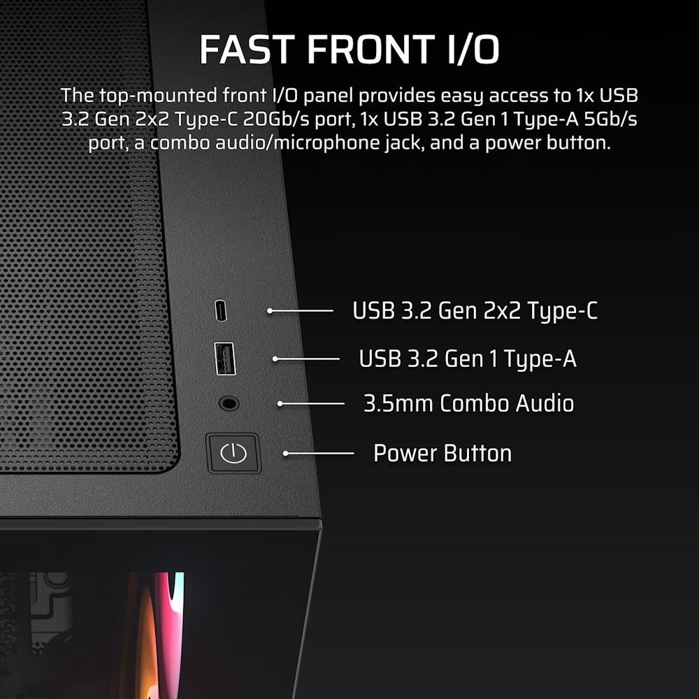 CORSAIR 2800X RS-R ARGB PANORAMIC GLASS Micro-ATX PC Case