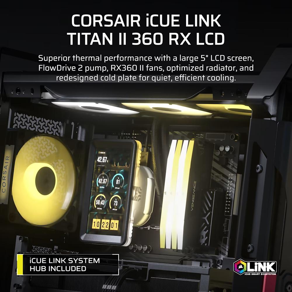 CORSAIR iCUE LINK TITAN II 360 RX LCD AIO Liquid CPU Cooler