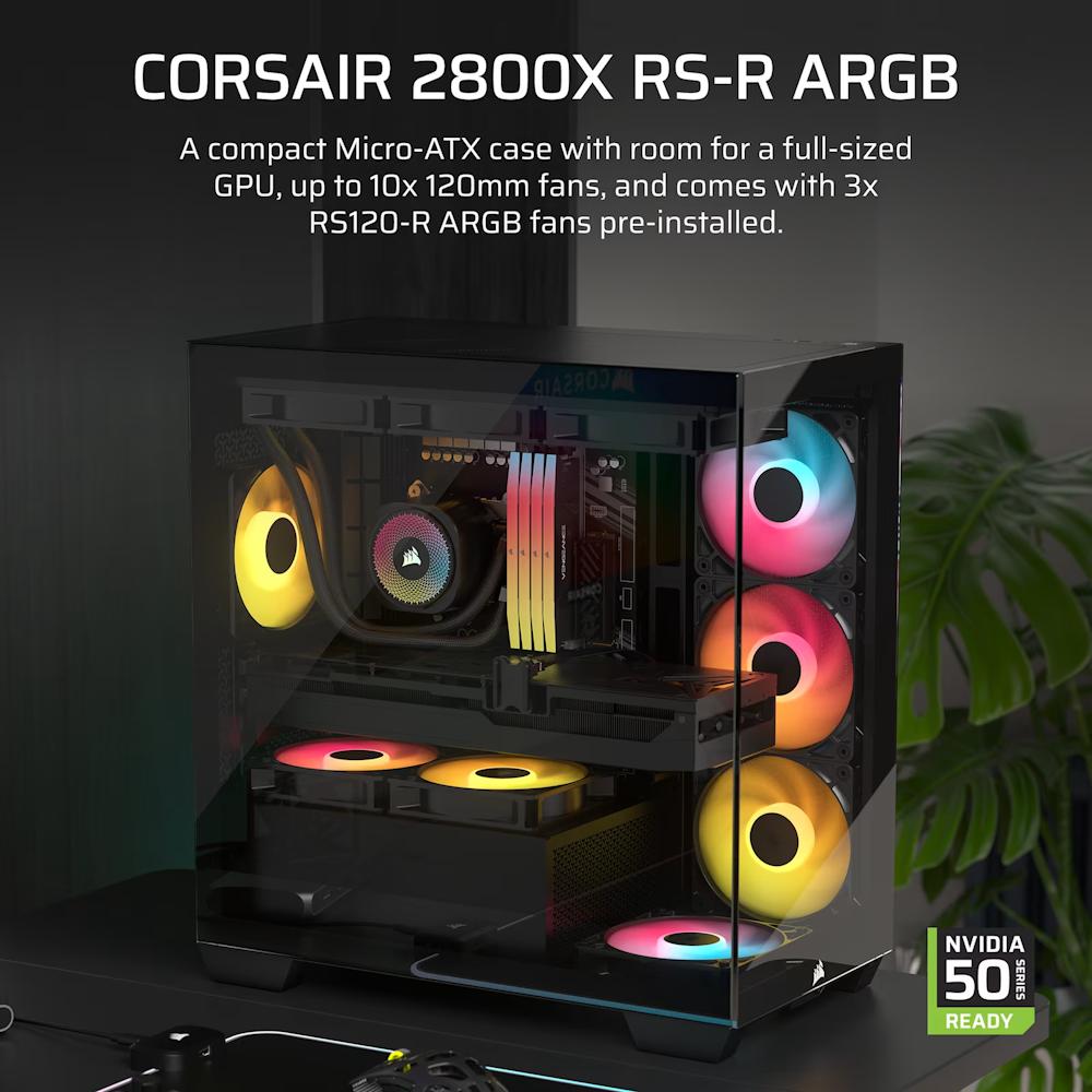 CORSAIR 2800X RS-R ARGB PANORAMIC GLASS Micro-ATX PC Case