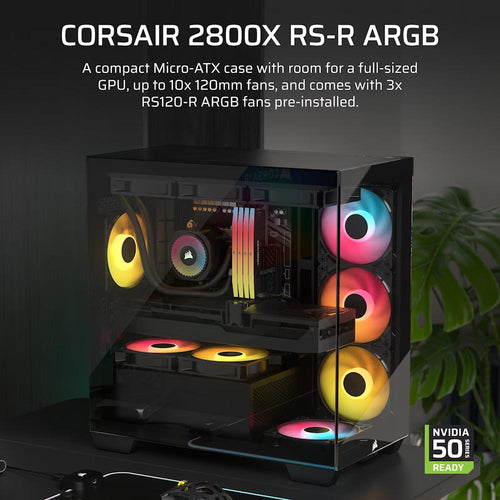 CORSAIR 2800X RS-R ARGB PANORAMIC GLASS Micro-ATX PC Case