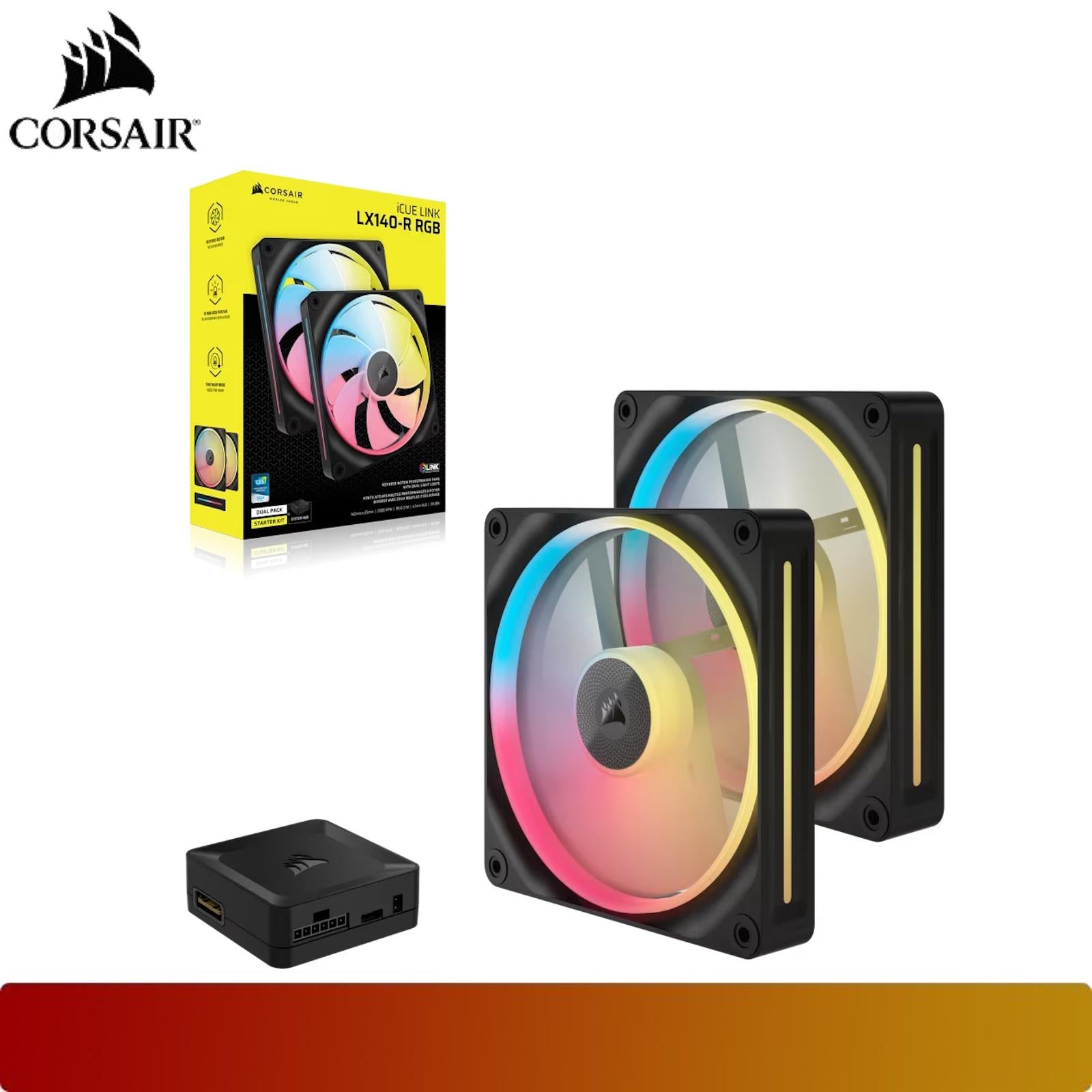 CORSAIR iCUE LINK LX140-R RGB Dual Pack 140mm PWM Reverse Fans Starter Kit