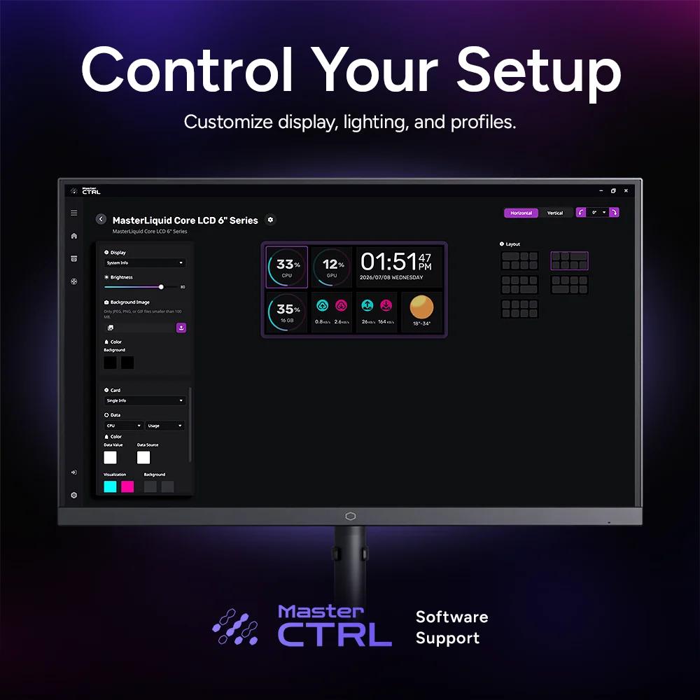COOLER MASTER MasterLiquid Core LCD 6" 360 ARGB Series