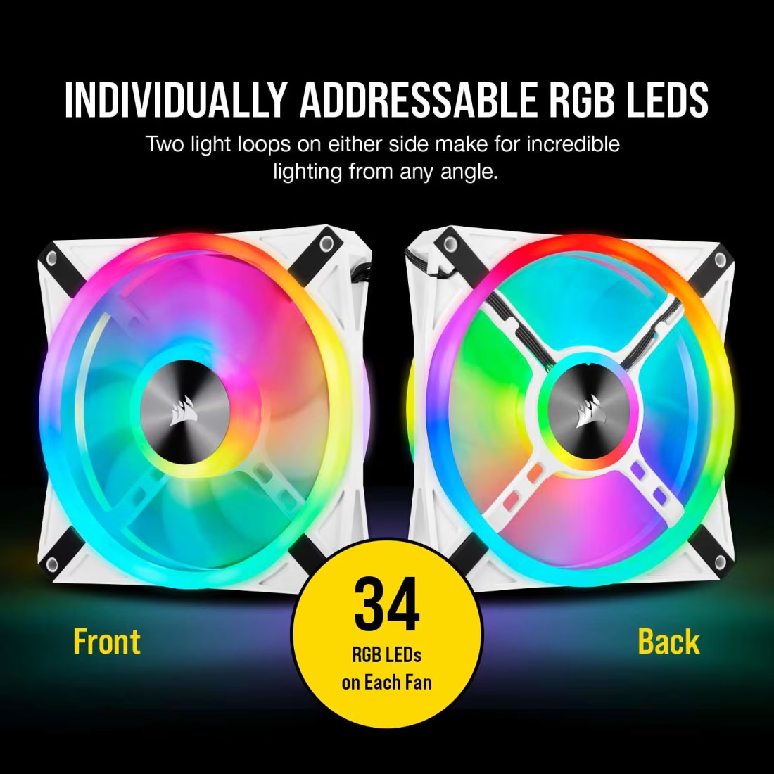 CORSAIR iCUE QL140 RGB 140mm PWM Dual Fan Kit with Lighting Node CORE