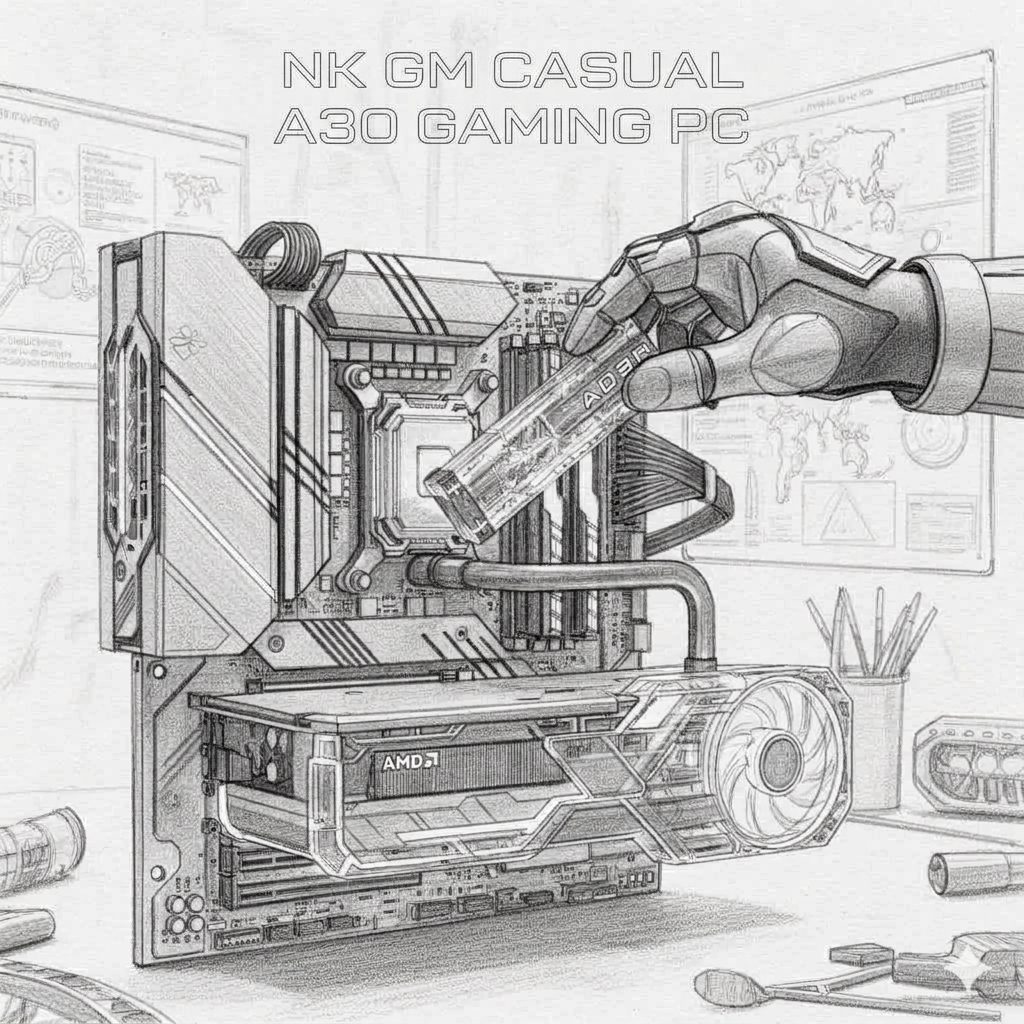 NK GM Casual A30 Gaming PC : AMD Ryzen 7 5700X, Radeon RX 9060 XT, 32GB, 1TB