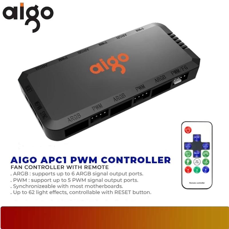 AIGO APC1 PWM Controller Fan Hub with remote control | 6 ARGB & 6 PWM Signal Output Ports - 1 - Nano Komputer