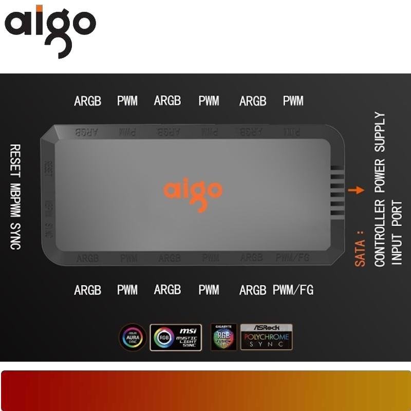 AIGO APC1 PWM Controller Fan Hub with remote control | 6 ARGB & 6 PWM Signal Output Ports - 5 - Nano Komputer