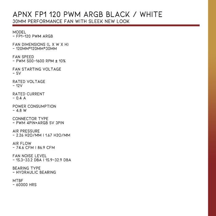 APNX FP1 120 PWM ARGB | 30mm performance fan with sleek new look - 5 - Nano Komputer