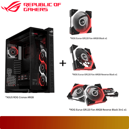 ASUS Bundle ROG Cronox GR801 Black with Extra 5x Asus ROG Eurux GR120 Fan Black-1-Nano Komputer