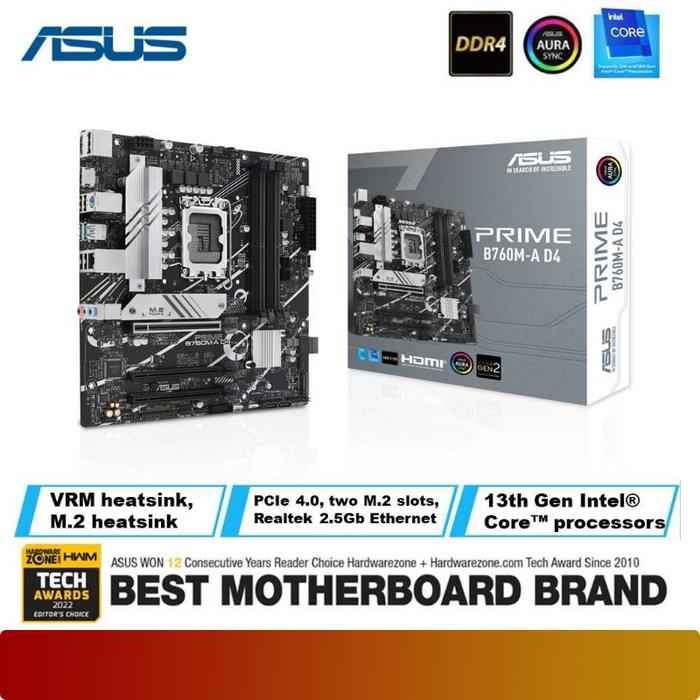 ASUS PRIME B760M - A D4 | Intel B760 LGA 1700 DDR4 Micro ATX - 1 - Nano Komputer