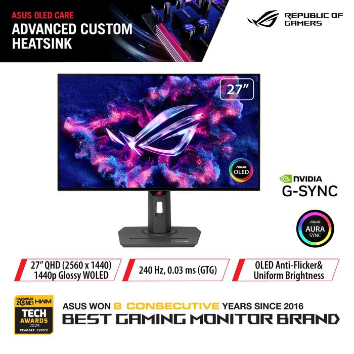 ASUS ROG Strix OLED XG27AQDMG | Gaming Monitor 27Inch Glossy WOLED 240Hz 0.03ms G - Sync - 1 - Nano Komputer