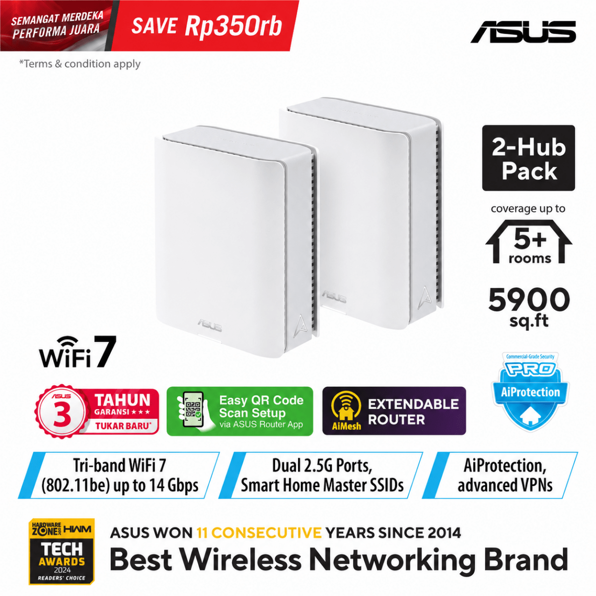ASUS ZenWiFi BT8 White 2 Pack-1-Nano Komputer