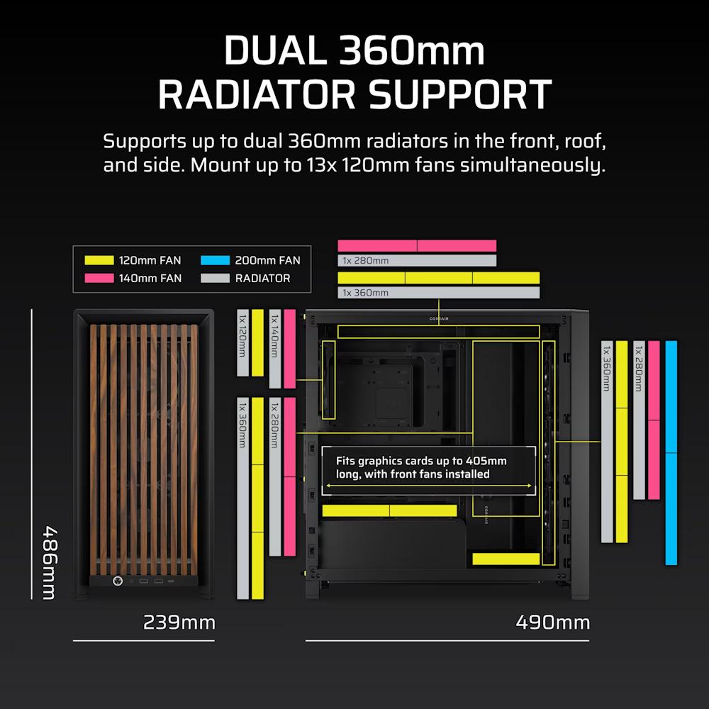 CORSAIR FRAME 4000D WOOD RS Modular Mid-Tower PC Case