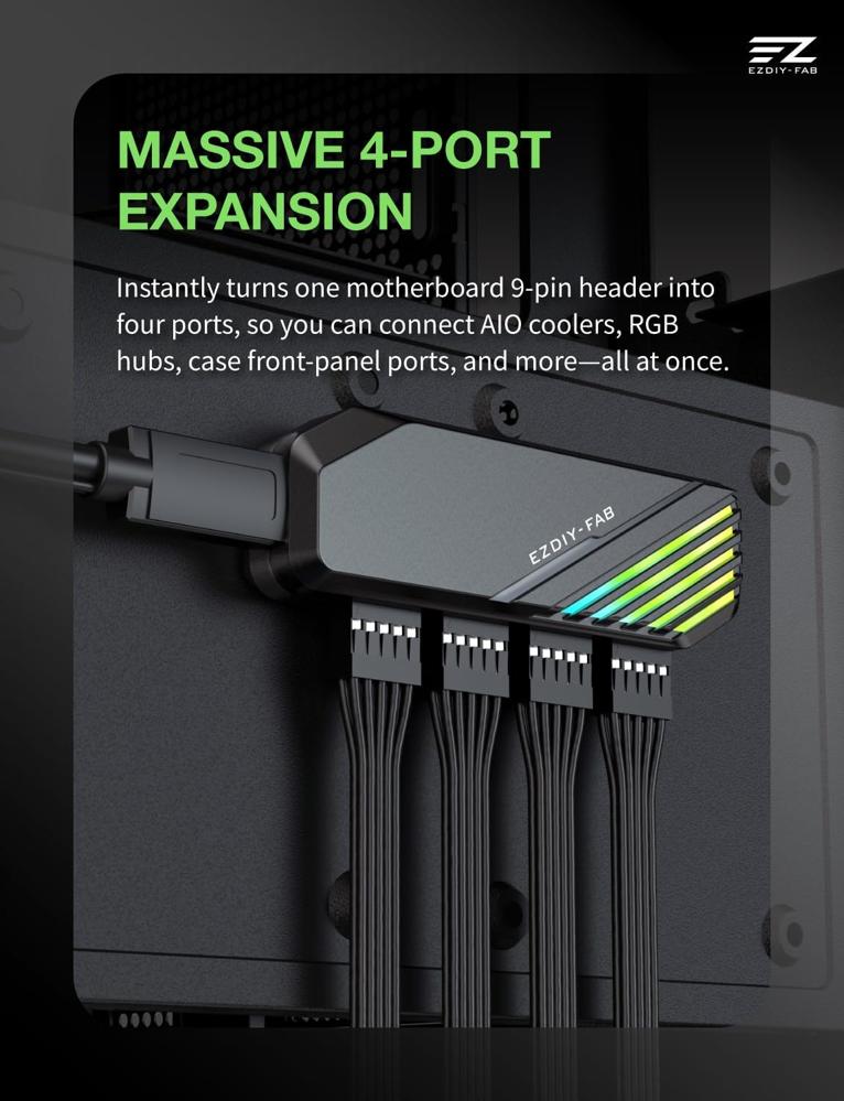 EZDIY-FAB MH01 Internal USB 2.0 9-Pin Hub 4-Port Header Expansion