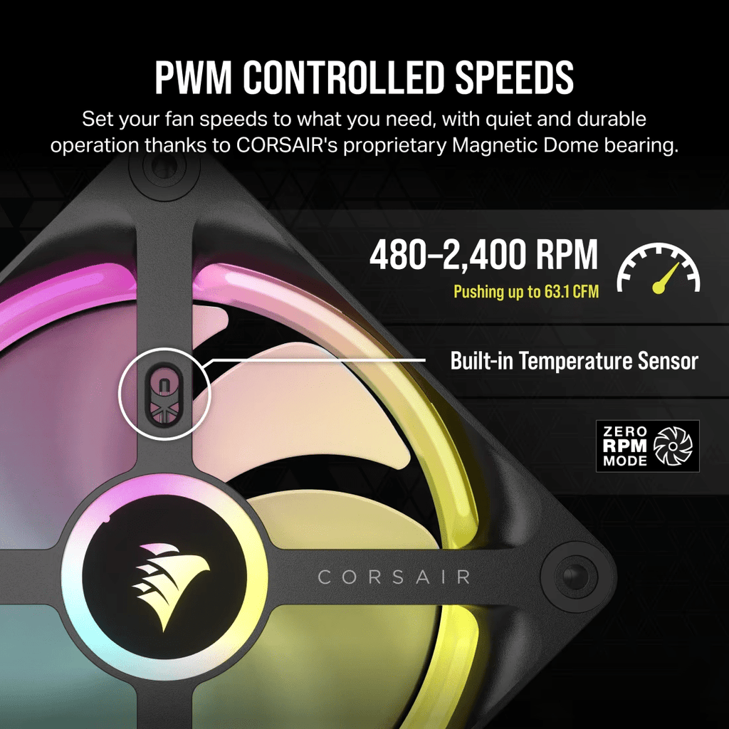 CORSAIR iCUE LINK QX120 RGB Triple Pack 120mm PWM PC Fans Starter Kit with iCUE LINK System Hub - 4 - Nano Komputer