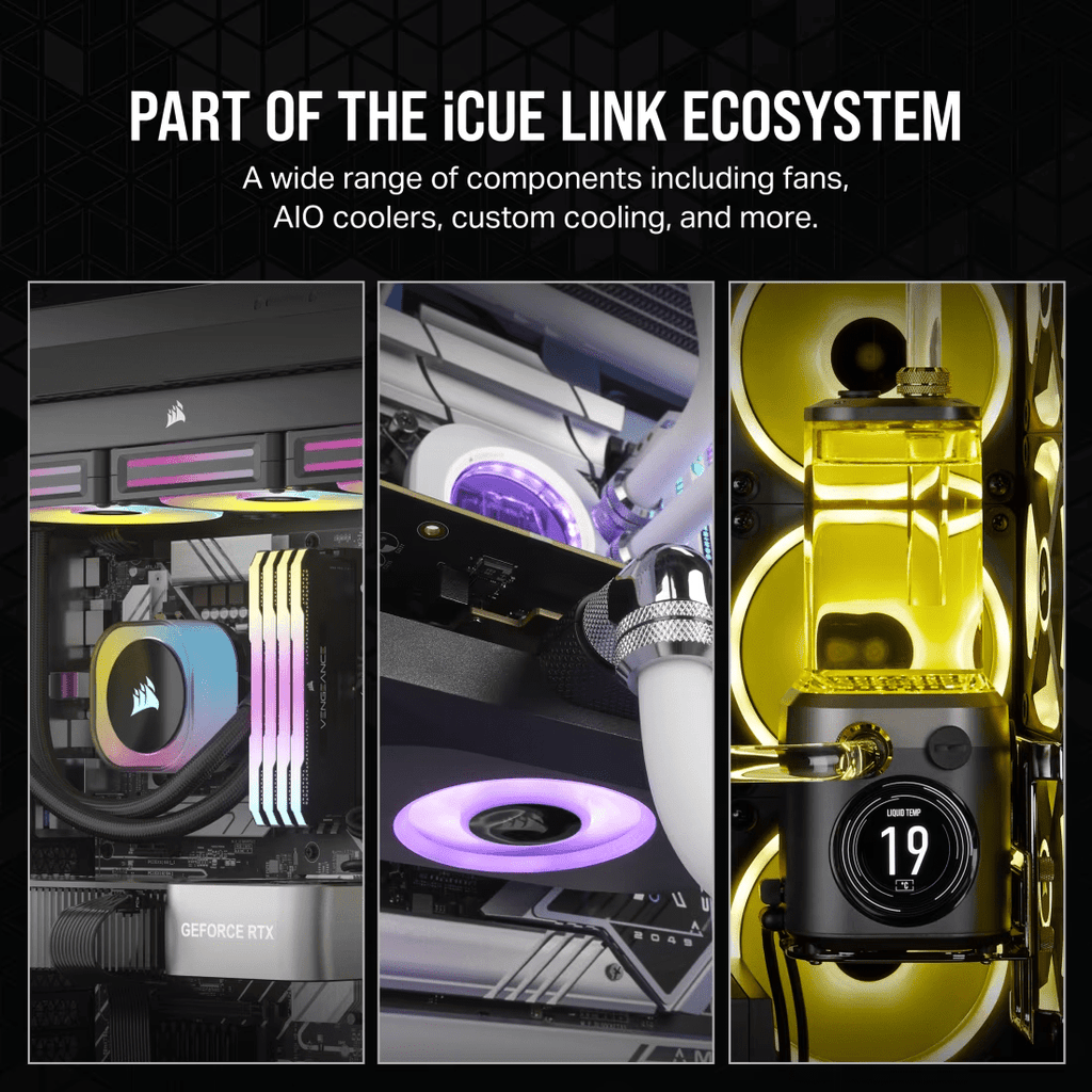 CORSAIR iCUE LINK QX120 RGB Triple Pack 120mm PWM PC Fans Starter Kit with iCUE LINK System Hub - 6 - Nano Komputer