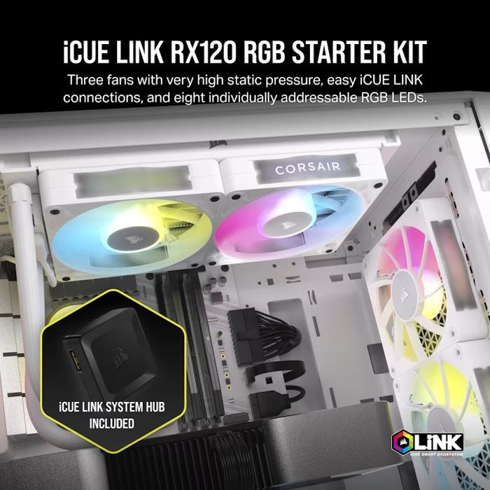 CORSAIR iCUE LINK RX120 RGB 120mm PWM Fan Triple Starter Kit - 2 - Nano Komputer