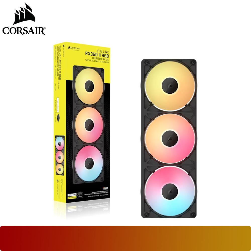 CORSAIR iCUE LINK RX360 II Unified Frame RGB PWM PC Fans Starter Kit with iCUE LINK System Hub-8-Nano Komputer