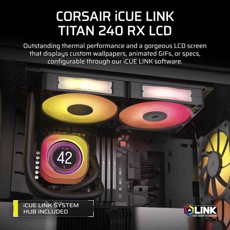 CORSAIR iCUE LINK TITAN 240 RX LCD Liquid CPU Cooler - 2 - Nano Komputer