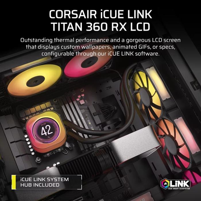 CORSAIR iCUE LINK TITAN 360 RX LCD Liquid CPU Cooler - 2 - Nano Komputer
