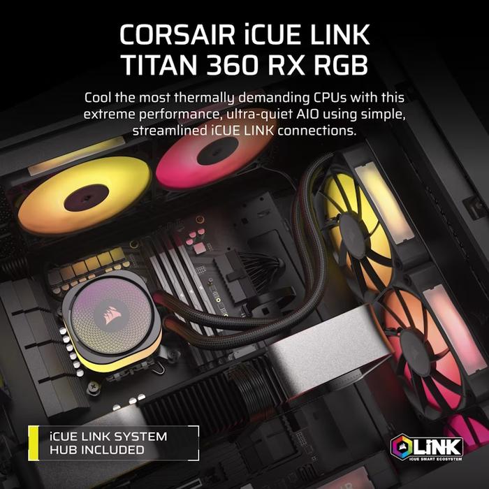 CORSAIR iCUE LINK TITAN 360 RX RGB AIO Liquid CPU Cooler - 2 - Nano Komputer