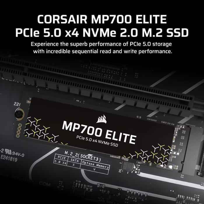 CORSAIR MP700 ELITE 1TB PCIe 5.0 (Gen 5) x4 NVMe M.2 SSD