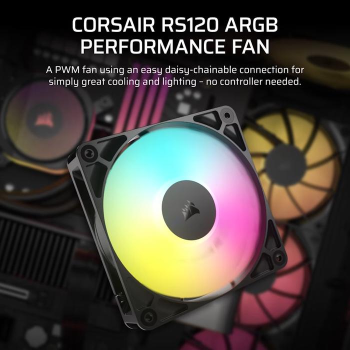 CORSAIR RS120 ARGB Single Pack 120mm PWM Fan - 2 - Nano Komputer