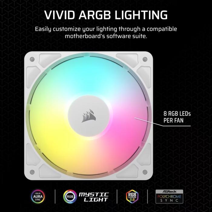 CORSAIR RS120 ARGB Single Pack 120mm PWM Fan - 3 - Nano Komputer