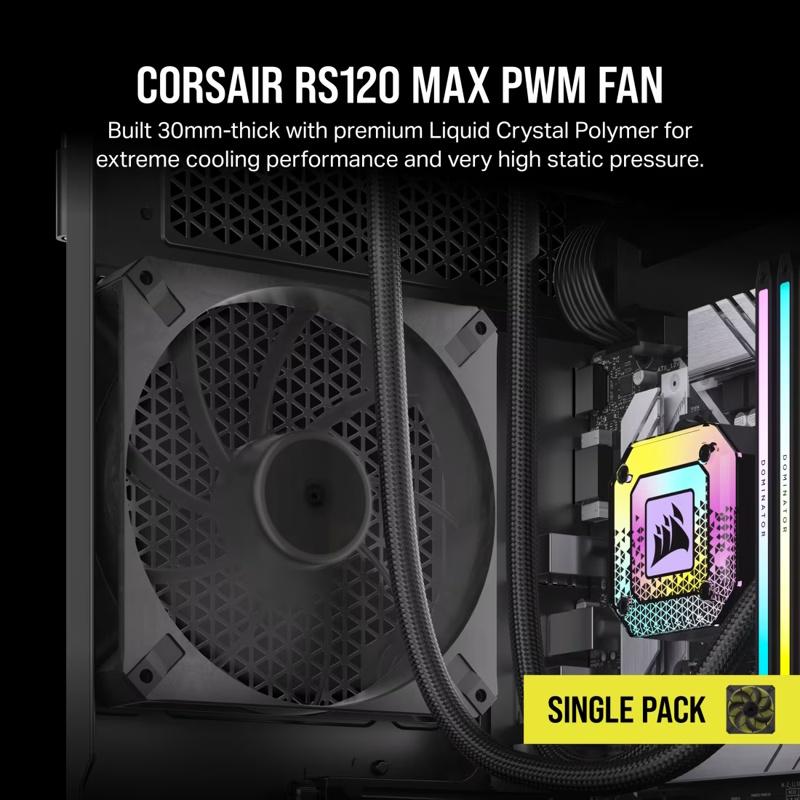 CORSAIR RS120 MAX Single Pack 120mm PWM Thick Fans - 3 - Nano Komputer