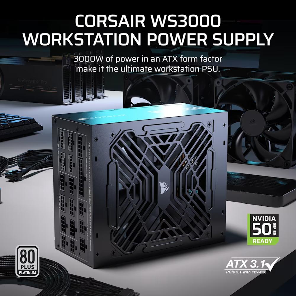 CORSAIR WS3000 3000W ATX 3.1 Fully Modular Workstation Power Supply (CP - 9020312 - EU) - 5 - Nano Komputer