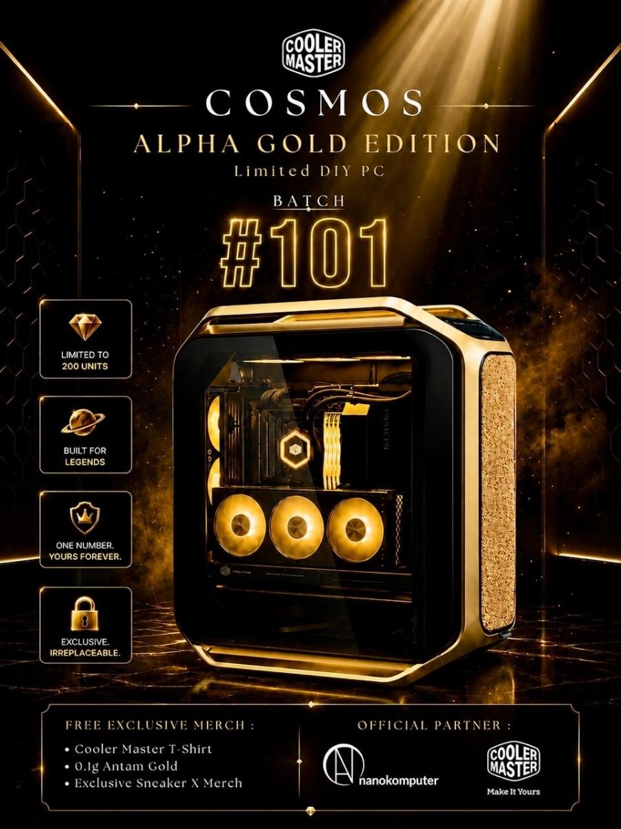 COSMOS ALPHA GOLD Gaming PC: AMD Ryzen 9 9950X3D, GeForce RTX 5090, 64GB DDR5, 2TB M.2 Gen5, Win11 Pro-1-Nano Komputer