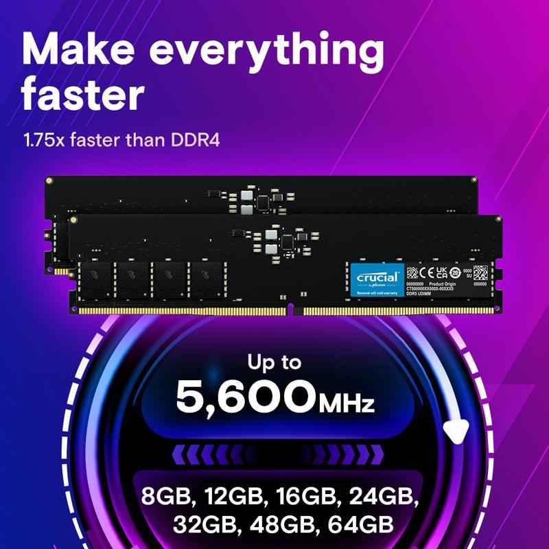 Crucial Classic DDR5 128GB Kit (64GBx2) 5600 MT/s CL46 - 4 - Nano Komputer
