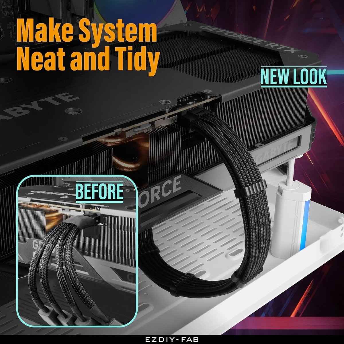 EZDIY-FAB 16AWG PCI-e 5.0 12VHPWR Male to Male PSU Sleeved Cable