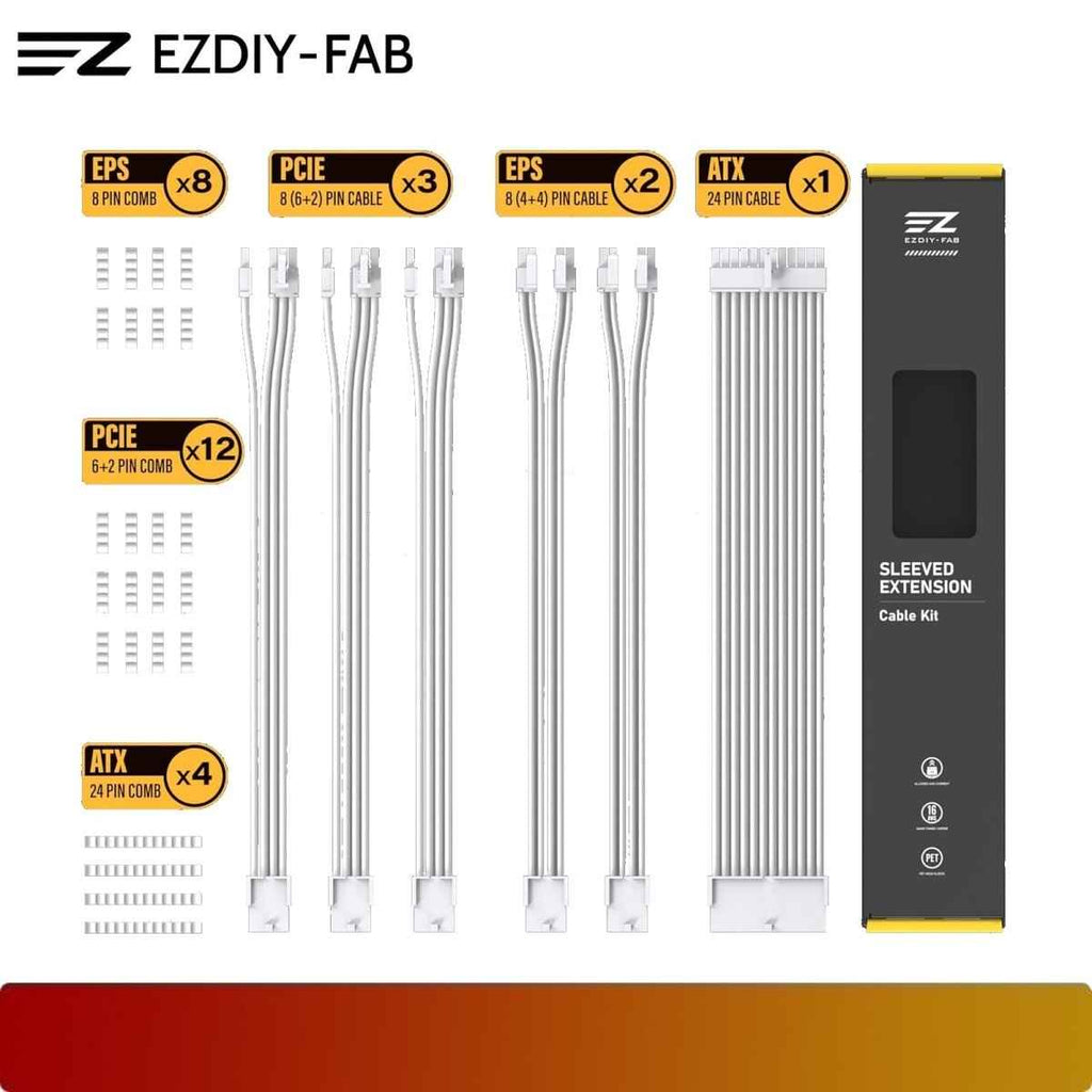 EZDIY-FAB 16AWG PSU Cable Extension 6 Cables V2