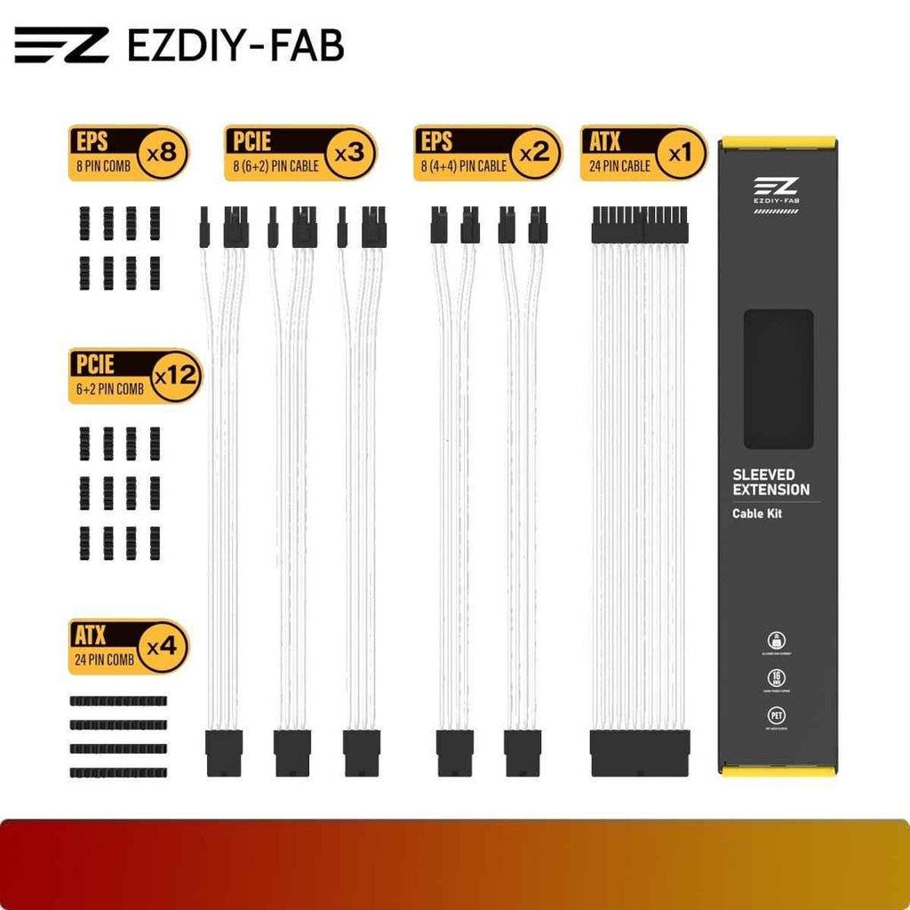 EZDIY-FAB 16AWG PSU Cable Extension 6 Cables V2