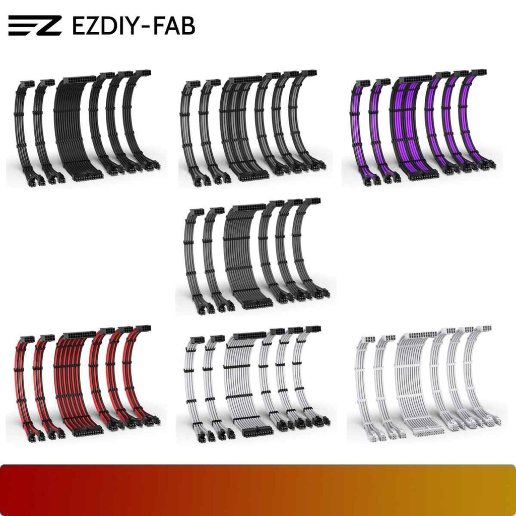 EZDIY-FAB 16AWG PSU Cable Extension 6 Cables V2