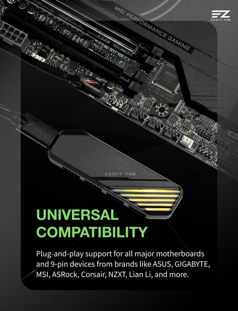 EZDIY-FAB MH01 Internal USB 2.0 9-Pin Hub 4-Port Header Expansion-2-Nano Komputer