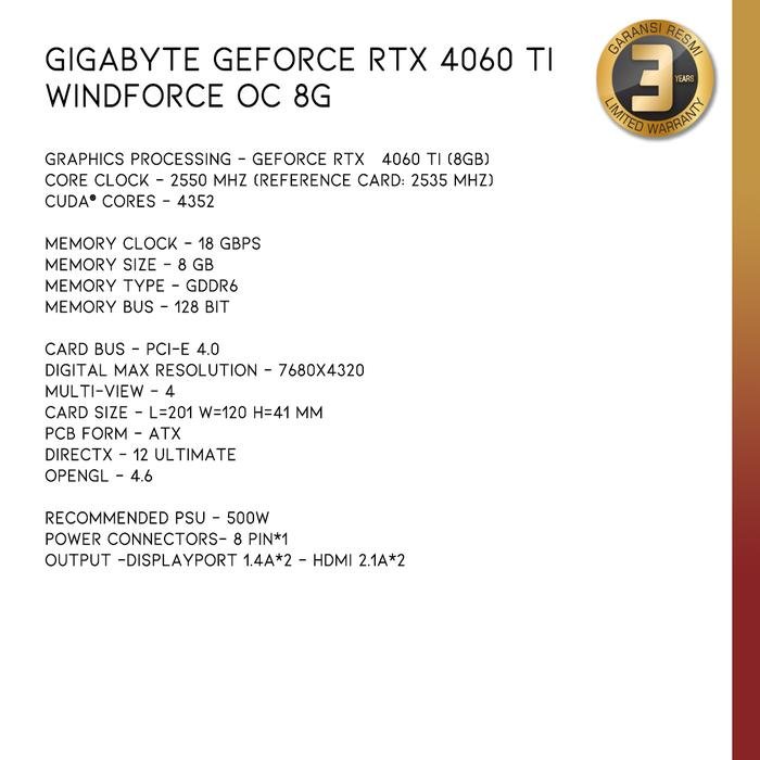 GIGABYTE GeForce RTX 4060 Ti WINDFORCE OC 8G - 5 - Nano Komputer