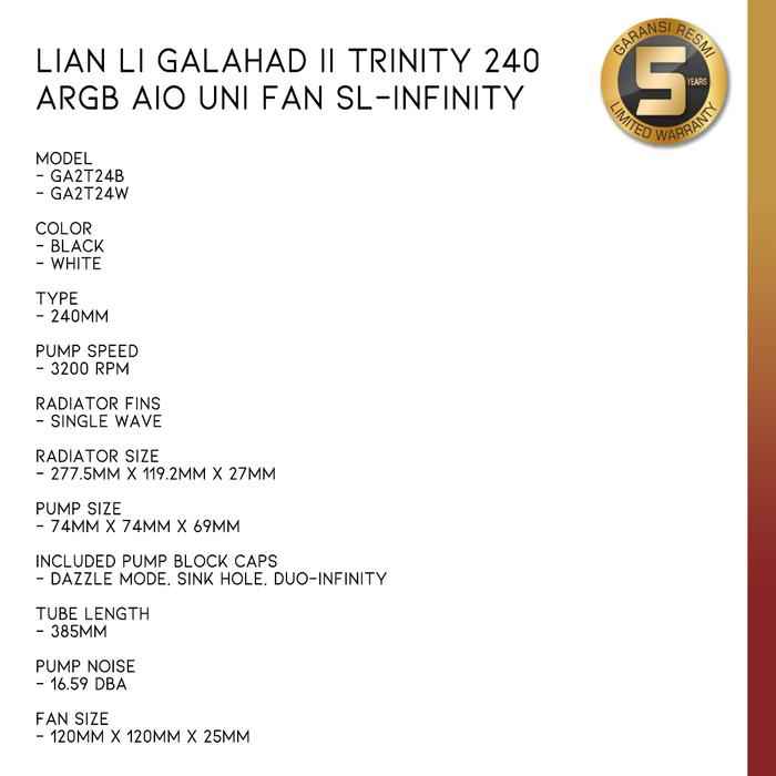 LIAN LI Galahad II Trinity 240 ARGB AIO UNI FAN SL - INFINITY - 6 - Nano Komputer