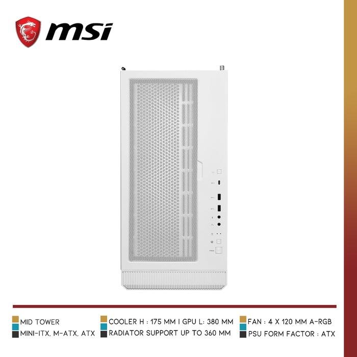 MSI MPG VELOX 100R WHITE | Mid Tower E - ATX Case - 4 - Nano Komputer