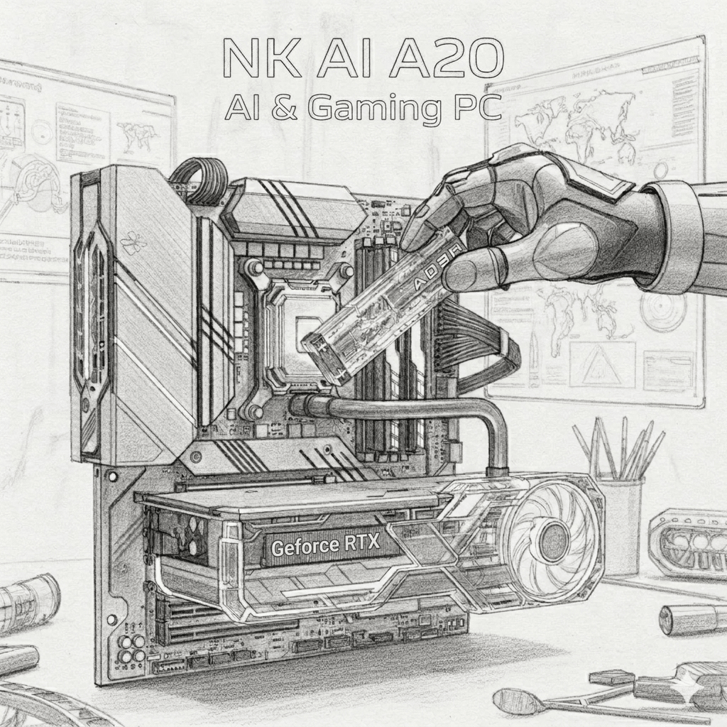 NK AI A20 AI & Gaming PC : AMD Ryzen 5 7600, GeForce RTX 5060Ti, 32GB, 1TB, Win 11 Home-1-Nano Komputer