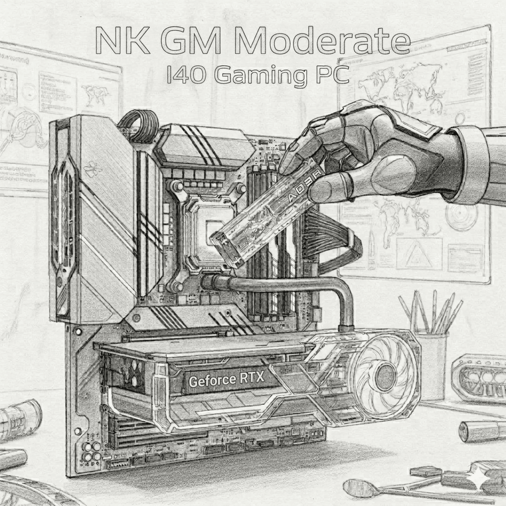 NK GM Moderate I40 Gaming PC : Intel Ultra 7 270K Plus, GeForce RTX 5070 Ti, 64GB, 1TB-1-Nano Komputer