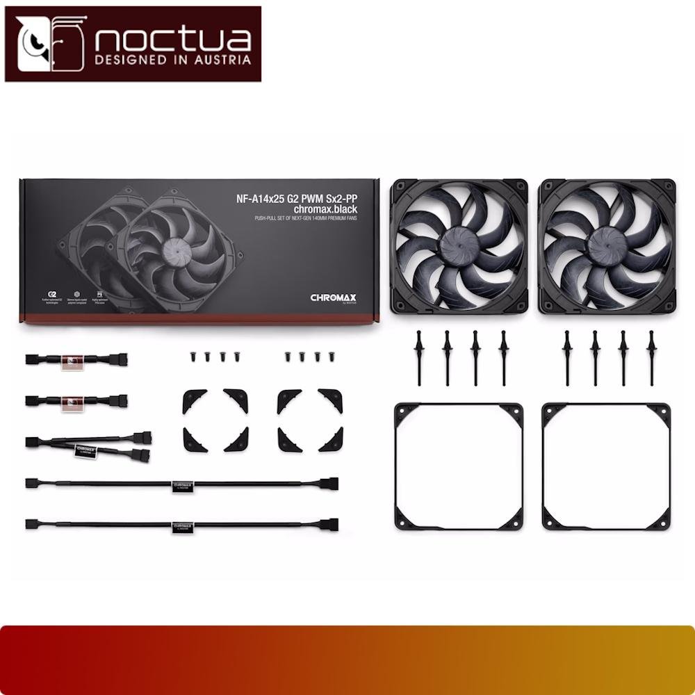 NOCTUA NF - A14x25 G2 PWM Sx2 - PP chromax.black - 4 - Nano Komputer