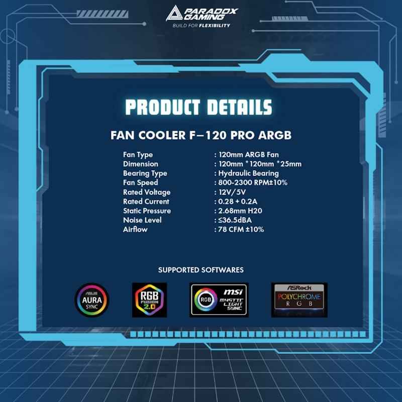 PARADOX GAMING Hypersonic F-120 PRO ARGB | 12cm ARGB Fan Casing